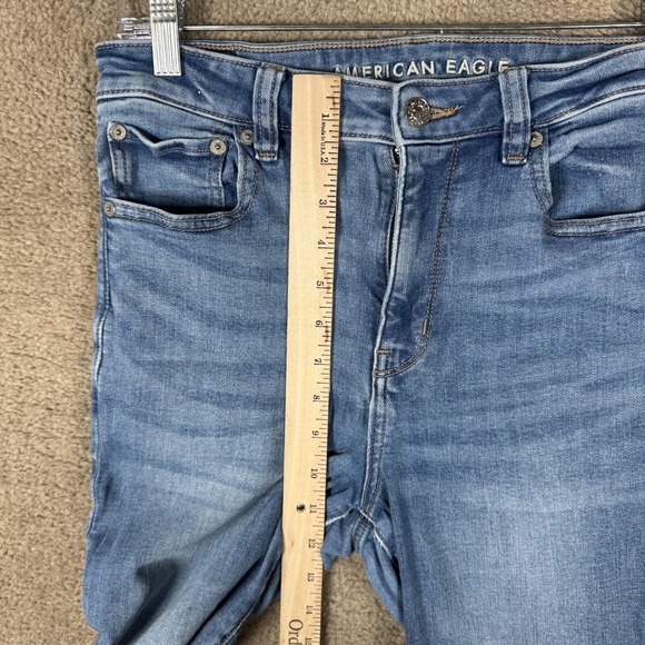 American Eagle Super Hi-Rise Flare Jeans Womens 8 Blue Stretch Denim Medium Wash - Picture 7 of 15